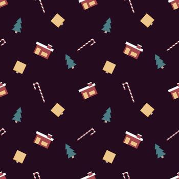 Christmas repeat pattern created with sharp corner Christmas objects, seamless pattern. vector