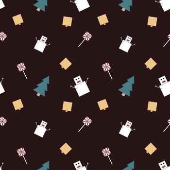 Christmas repeat pattern created with sharp corner Christmas objects, seamless pattern. vector