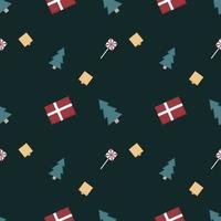 Christmas repeat pattern created with sharp corner Christmas objects, seamless pattern. vector