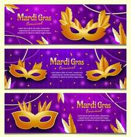 Mardi Gras Mask Banner Set vector