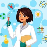 Women in Science Character Focused Concept vector