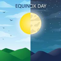 concepto del día del equinoccio con luna y sol vector