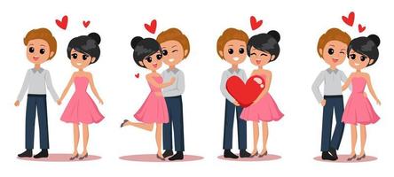 Valentine's Day Cute Character Couple Set vector