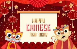 fondo de danza del león del año nuevo chino vector