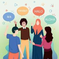 la gente habla en diferentes idiomas vector