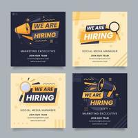 Yellow We are hiring Social media Post vector