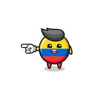 colombia flag cartoon with pointing left gesture vector