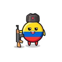 Cute dibujos animados de la bandera de colombia como ejército ruso vector