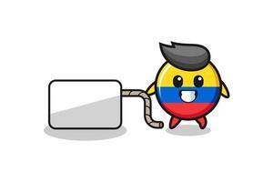 dibujos animados de la bandera de colombia está tirando de una pancarta vector