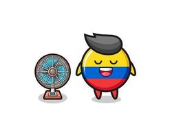 cute colombia flag is standing in front of the fan vector