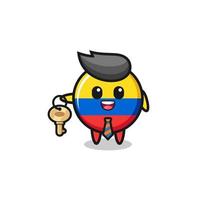 cute colombia flag as a real estate agent mascot vector
