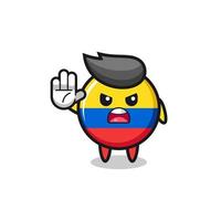 colombia flag character doing stop gesture vector