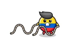 illustration of colombia flag doing battle rope workout vector