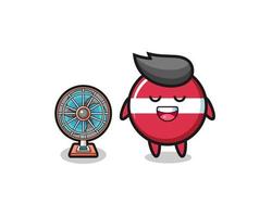 cute latvia flag is standing in front of the fan vector