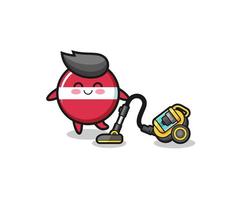 cute latvia flag holding vacuum cleaner illustration vector