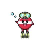 the latvia flag diver cartoon character vector