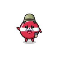 cute latvia flag as veteran cartoon vector