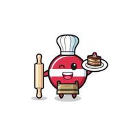 latvia flag as pastry chef mascot hold rolling pin vector