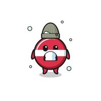 cute cartoon latvia flag with shivering expression vector