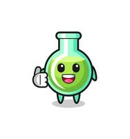 lab beakers mascot doing thumbs up gesture vector
