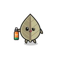 cute dried leaf holding mosquito repellent vector