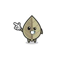 dried leaf mascot pointing top left vector