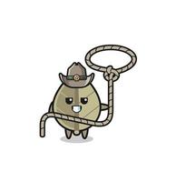 the dried leaf cowboy with lasso rope vector