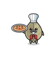 dried leaf character as Italian chef mascot vector