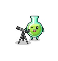lab beakers astronomer mascot with a modern telescope vector