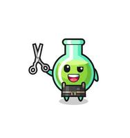 lab beakers character as barbershop mascot vector