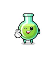 personaje de vasos de laboratorio haciendo corazón de dedo coreano vector