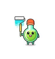 the lab beakers painter mascot with a paint roller vector