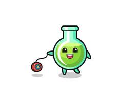 cartoon of cute lab beakers playing a yoyo vector
