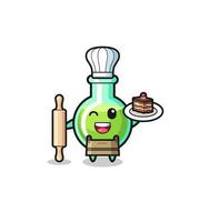 lab beakers as pastry chef mascot hold rolling pin vector