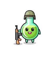 cute lab beakers mascot as a soldier vector