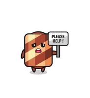 cute wafer roll hold the please help banner vector