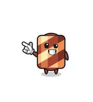 wafer roll mascot pointing top left vector