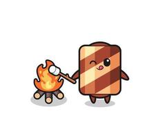 wafer roll character is burning marshmallow vector