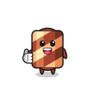 wafer roll mascot doing thumbs up gesture vector