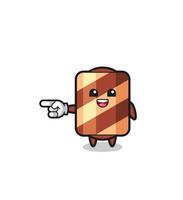 wafer roll cartoon with pointing left gesture vector