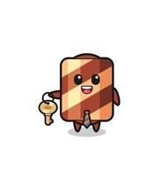 cute wafer roll as a real estate agent mascot vector