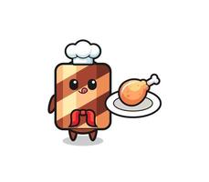 wafer roll fried chicken chef cartoon character vector