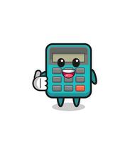 calculator mascot doing thumbs up gesture vector