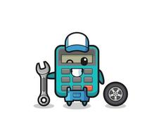 the calculator character as a mechanic mascot vector