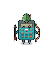 calculator cartoon as medieval archer mascot vector