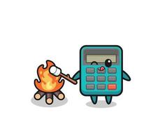 calculator character is burning marshmallow vector