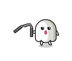 cartoon of ghost using nunchaku vector