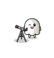 ghost astronomer mascot with a modern telescope vector