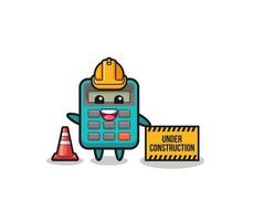 illustration of calculator with under construction banner vector