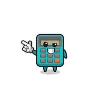 mascota calculadora apuntando hacia la parte superior izquierda vector